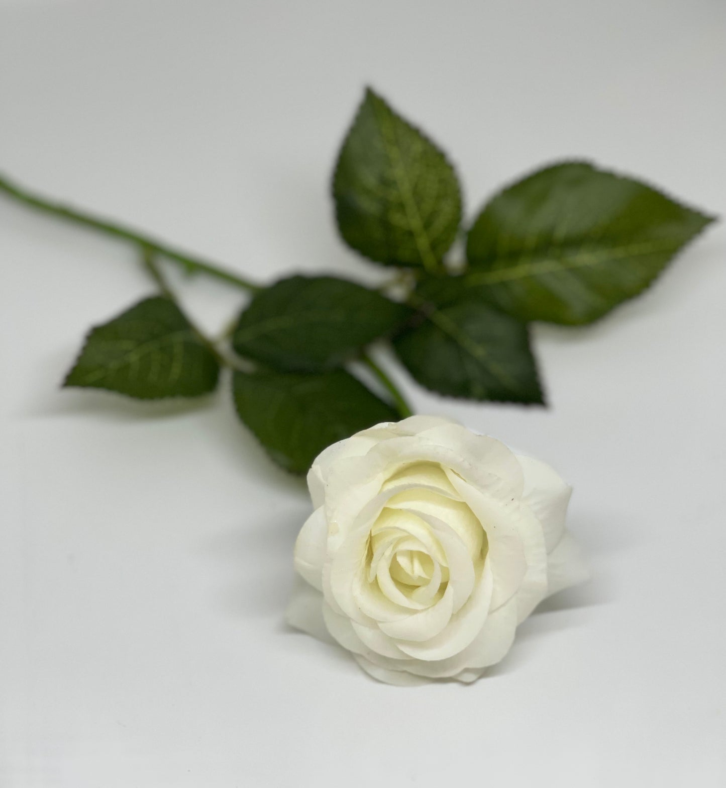 Real Touch Single Stem Small Rose White Ivory