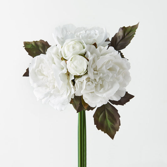 Real Touch Mixed Peonies Bouquet Winter White