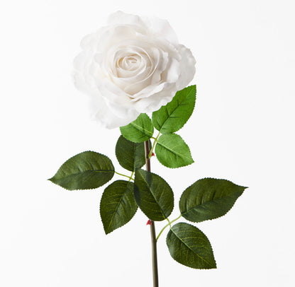 Real Touch Large Rose Single Stem Winter White