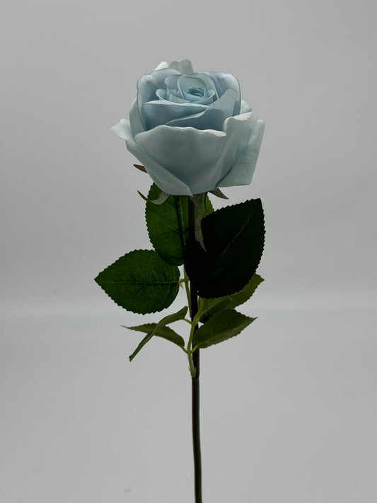 Single Stem Anna Rose Open Bud Real Touch Blue