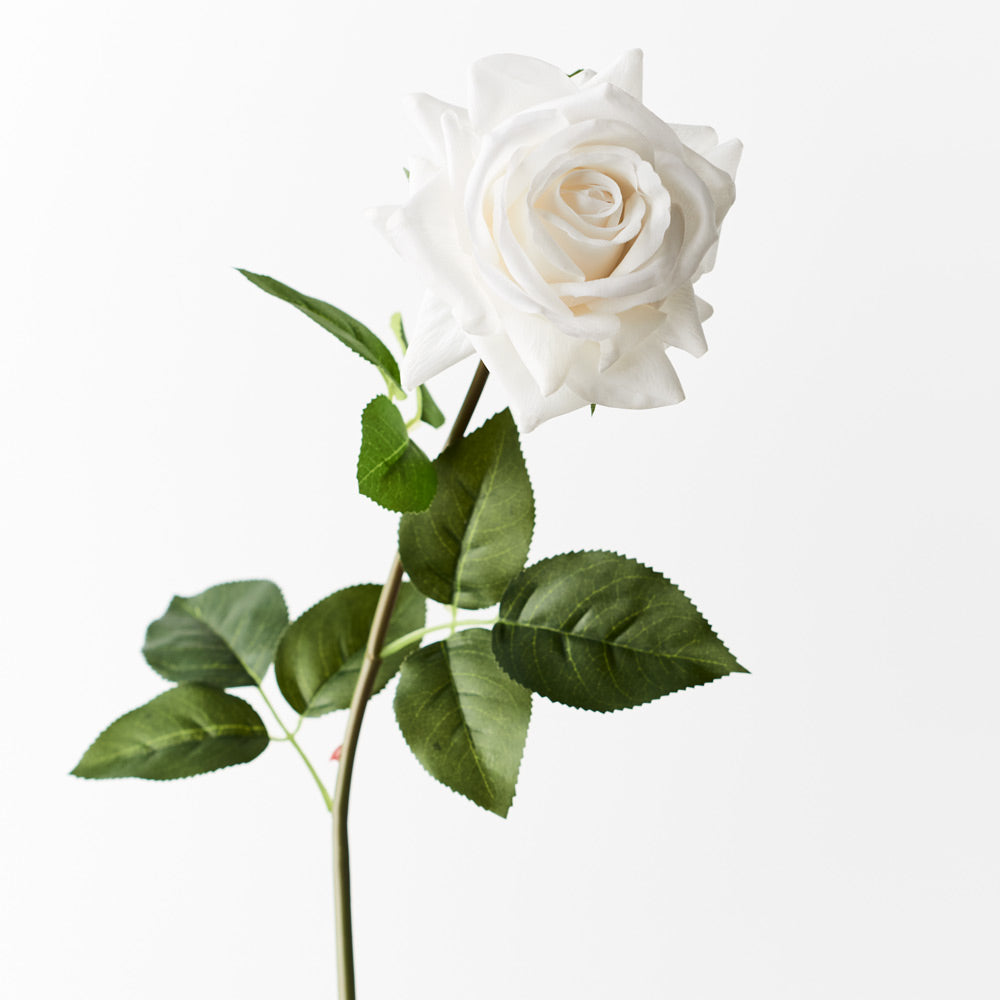 Real Touch Hannah Single Stem Rose Winter White