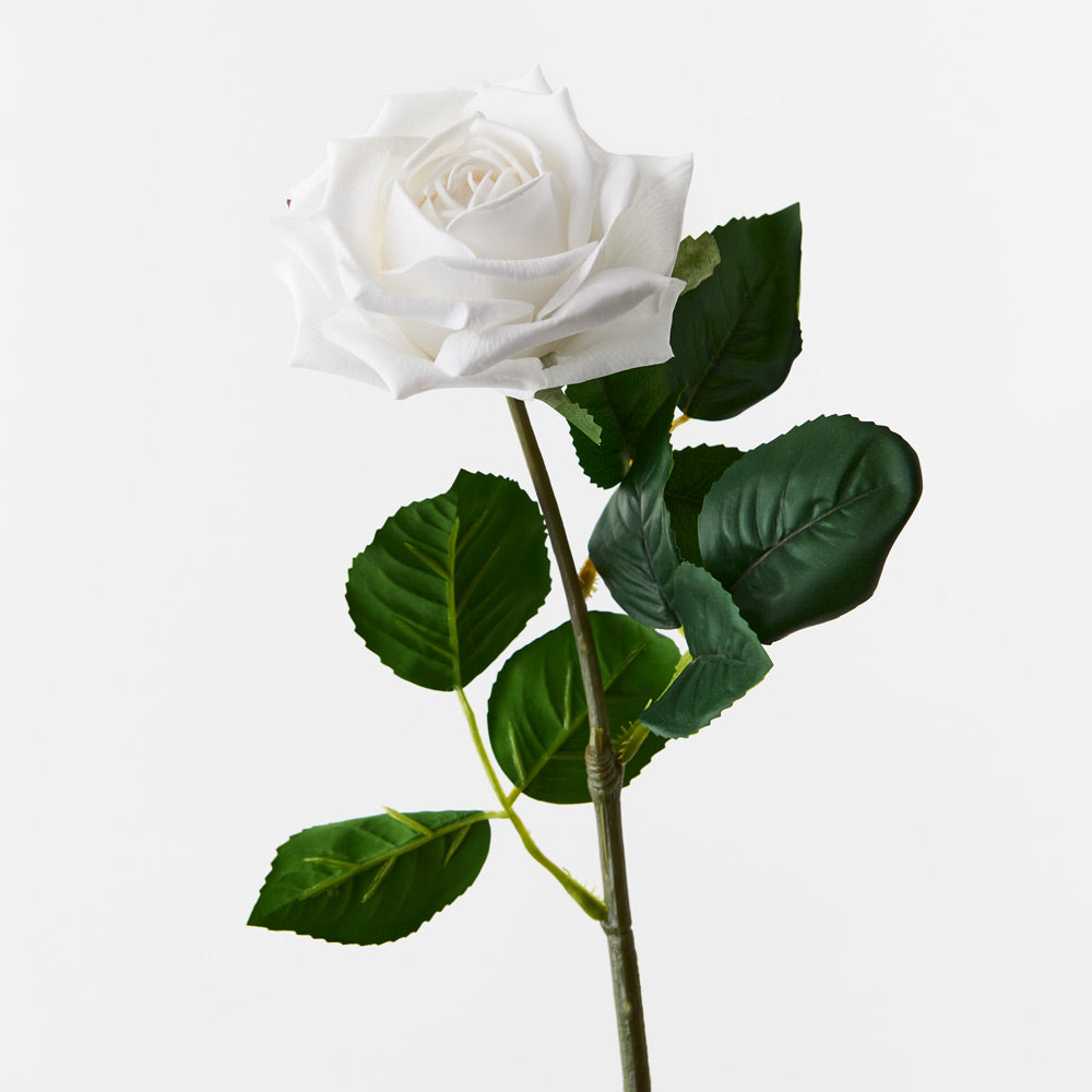 Real Touch Rose Single Stem Winter White