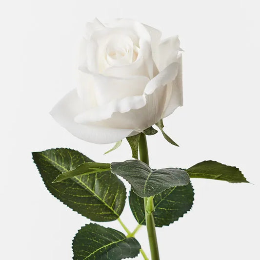 Real Touch Small Open Rose Bud Winter White