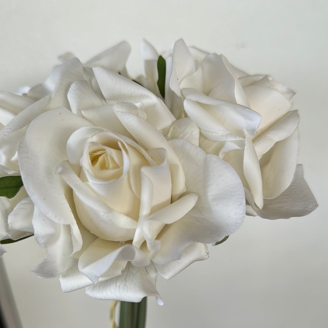 Adele Real Touch 5 Heads Bouquet Roses Ivory