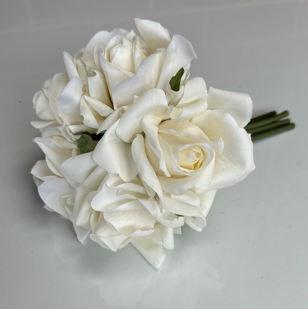 Adele Real Touch 5 Heads Bouquet Roses Ivory