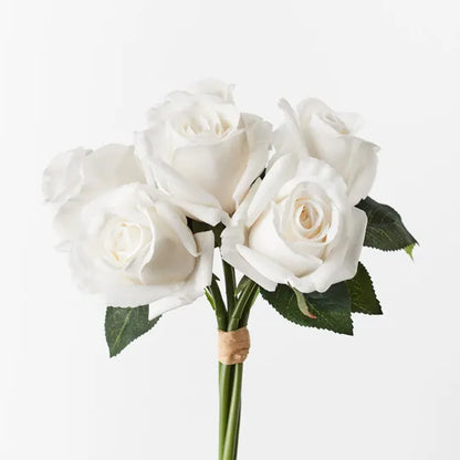 Real Touch Roses Bouquet Winter White