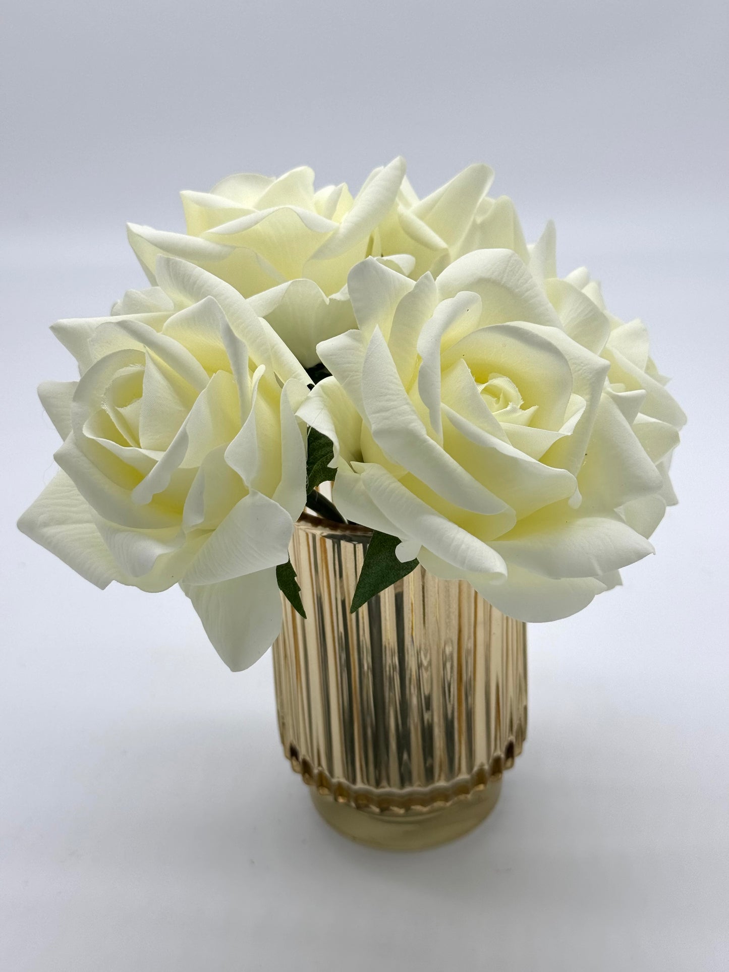 Adele Real Touch 5 Heads Bouquet Roses White