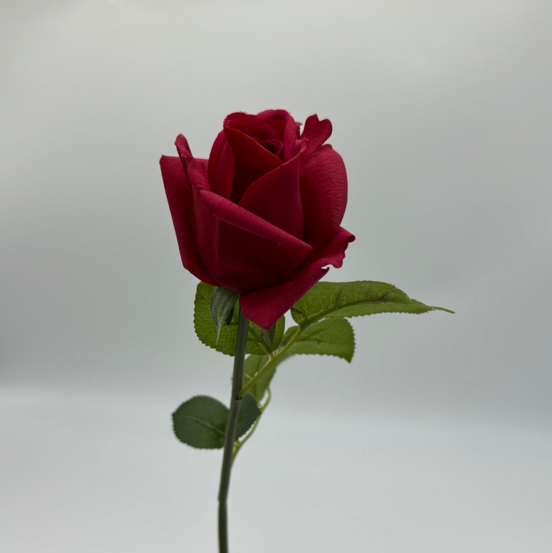 Single Stem Anna Rose Open Bud Real Touch Red