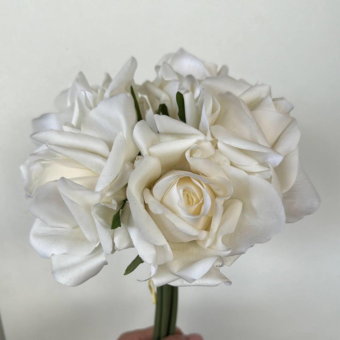 Adele Real Touch 5 Heads Bouquet Roses Ivory