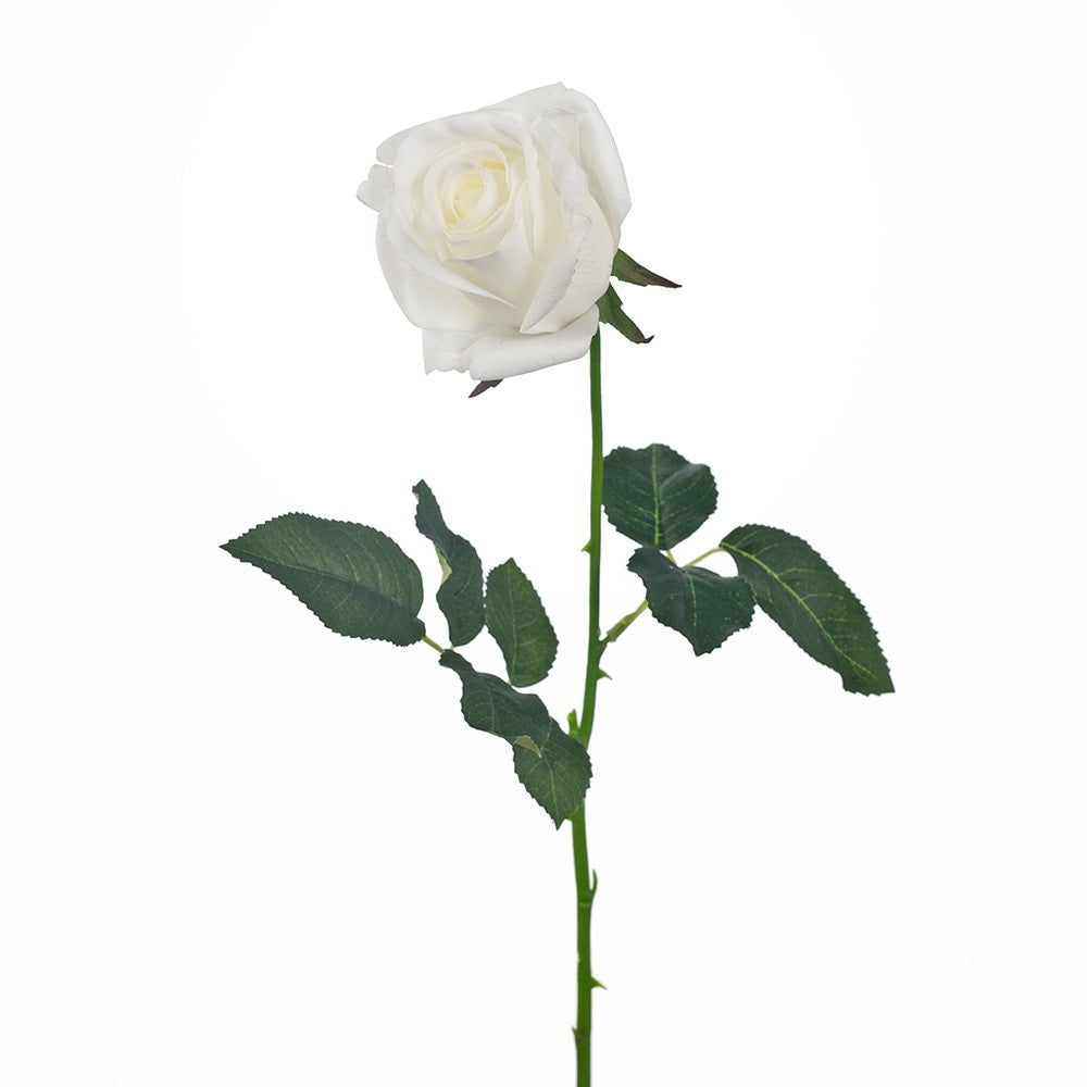 Real Touch Small Yvie Rose Single Stem White