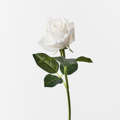 Real Touch Small Open Rose Bud Winter White