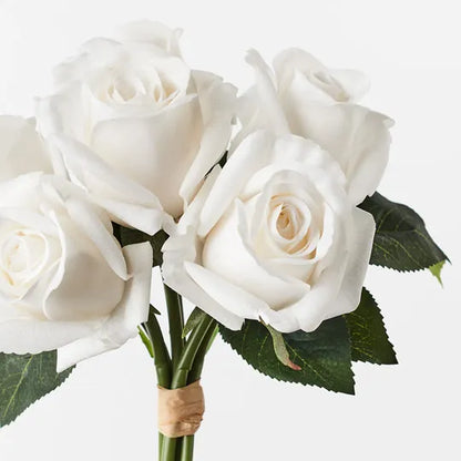 Real Touch Roses Bouquet Winter White