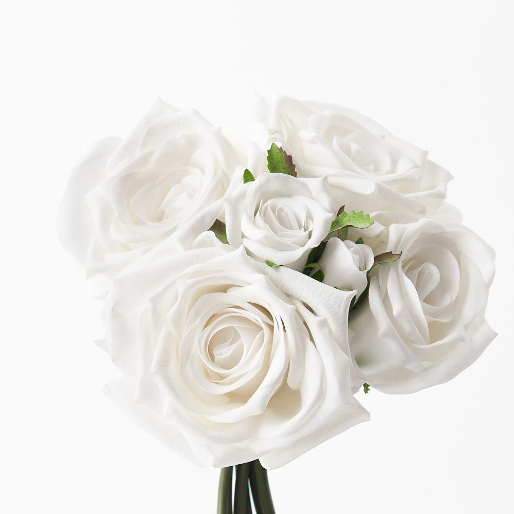 Real Touch Mixed Hilda Roses Bouquet Winter White