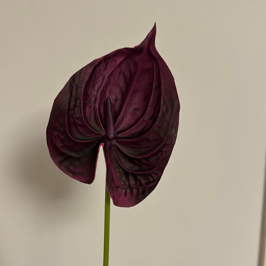 Real Touch Large Anthurium Deep Purple Wine