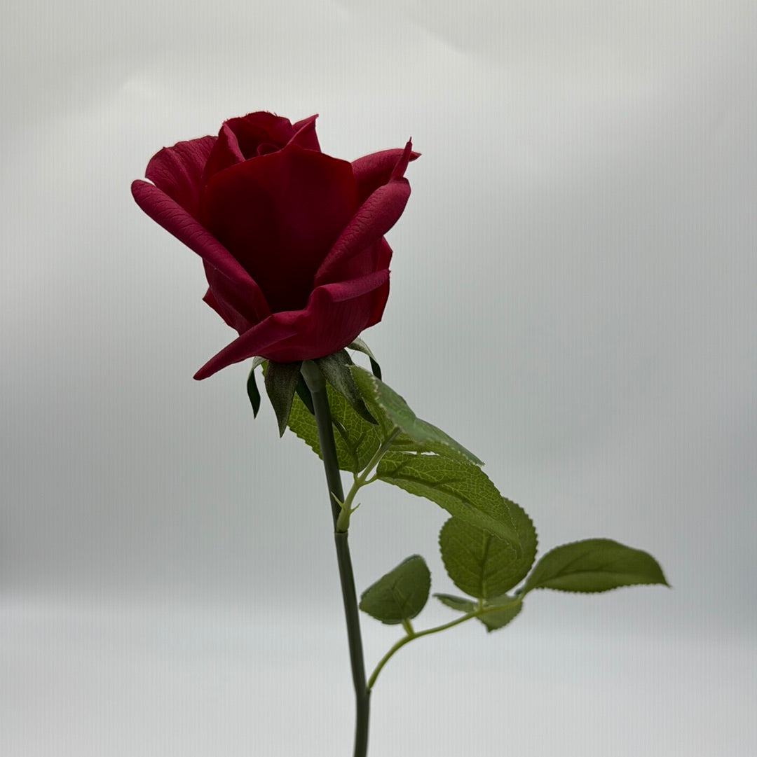 Single Stem Anna Rose Open Bud Real Touch Red