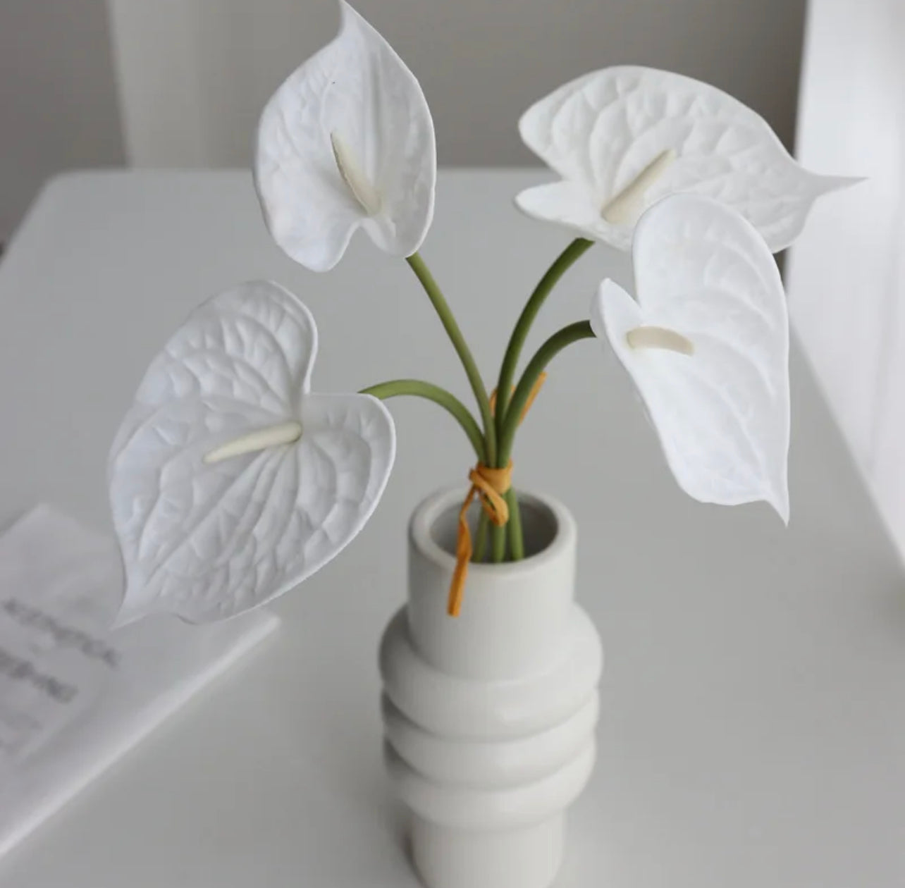 Real Touch Anthurium White Bunch 4pc