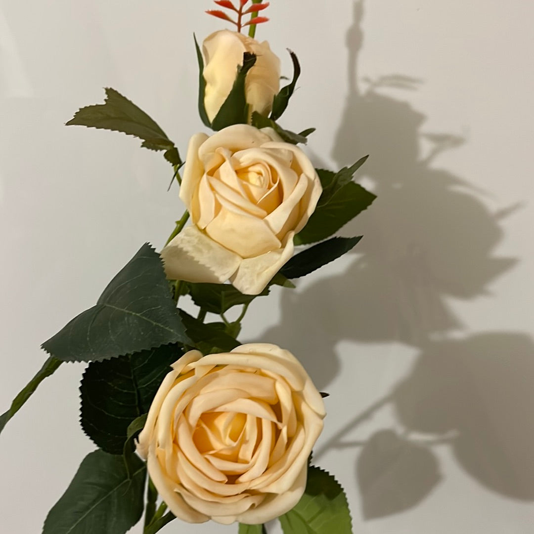 Real Touch 3 Stem Roses Cream