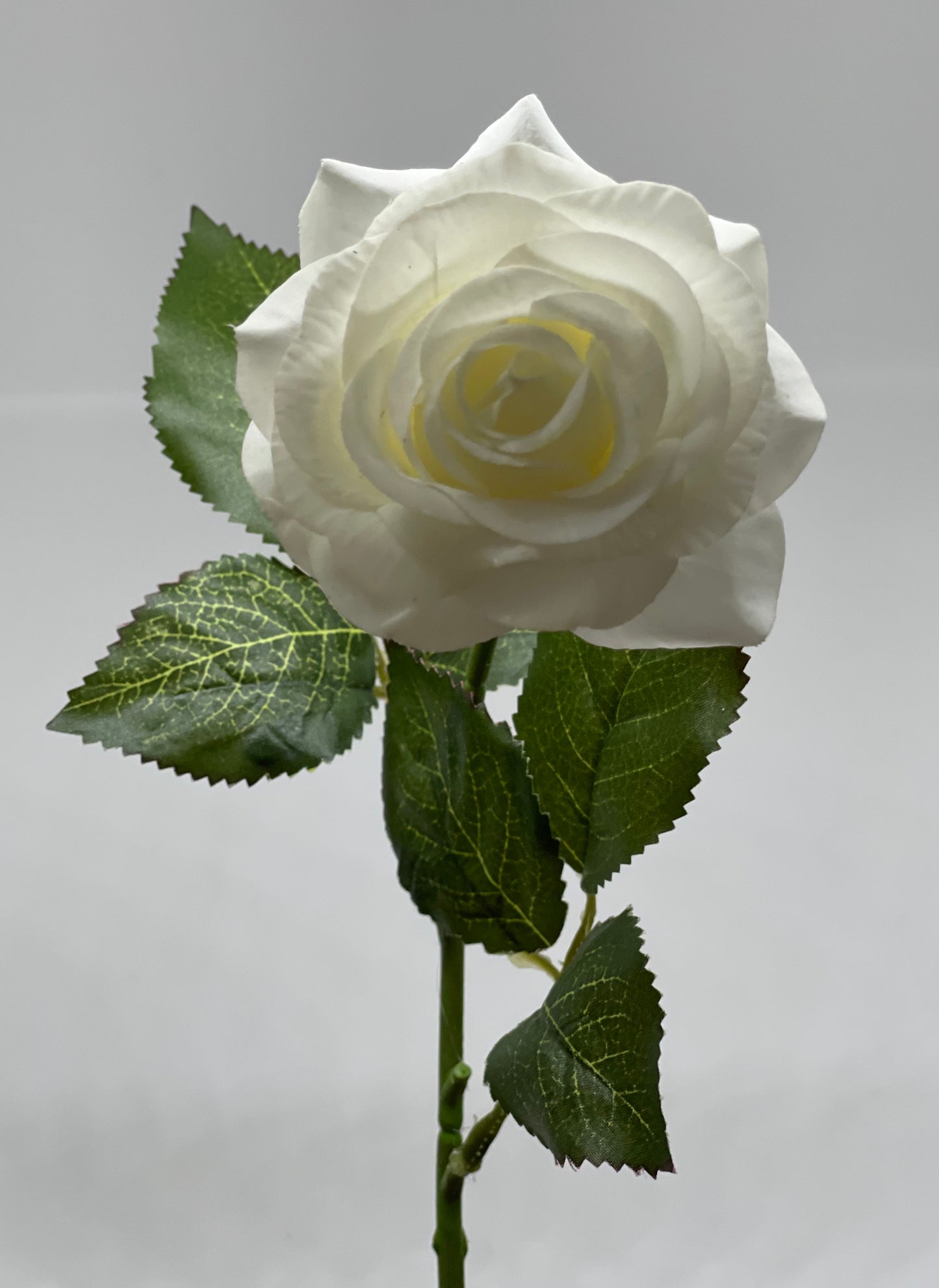 Real Touch Single Stem Small Rose White Ivory