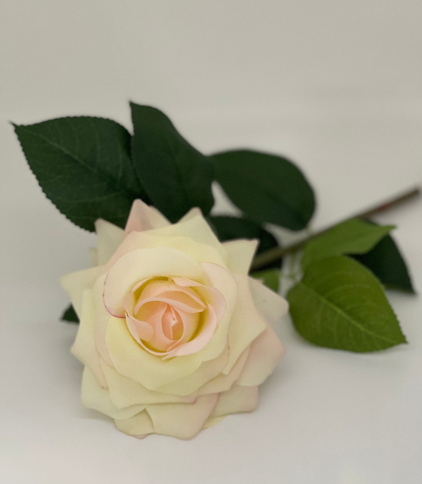 Real Touch Single Stem Rose White Pink