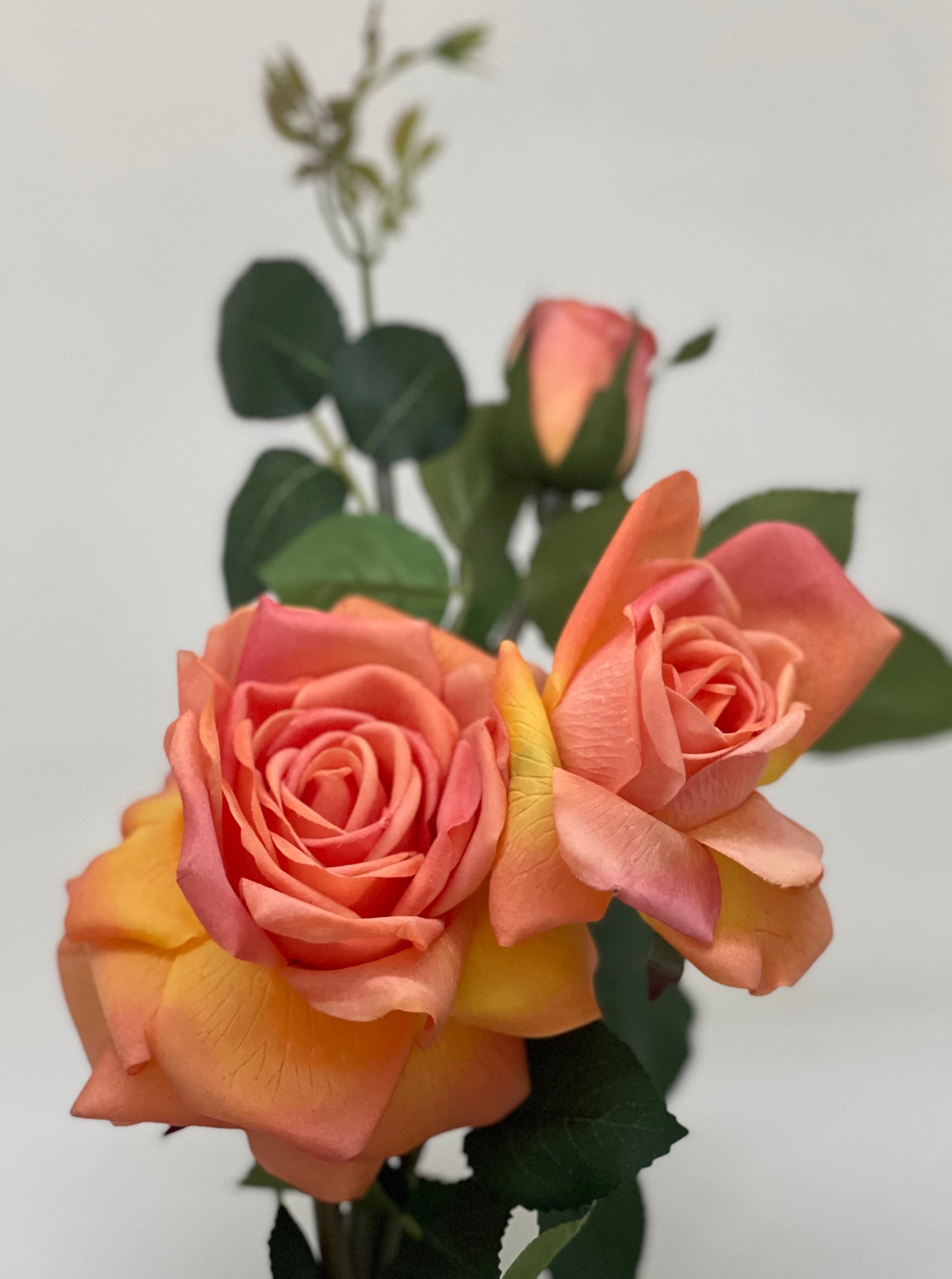 Real Touch 3 Stem Roses Orange