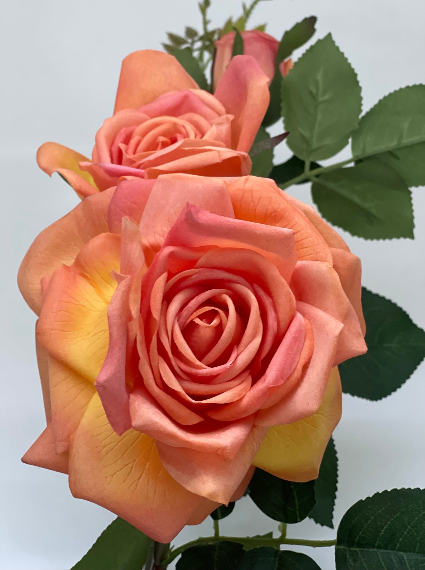 Real Touch 3 Stem Roses Orange