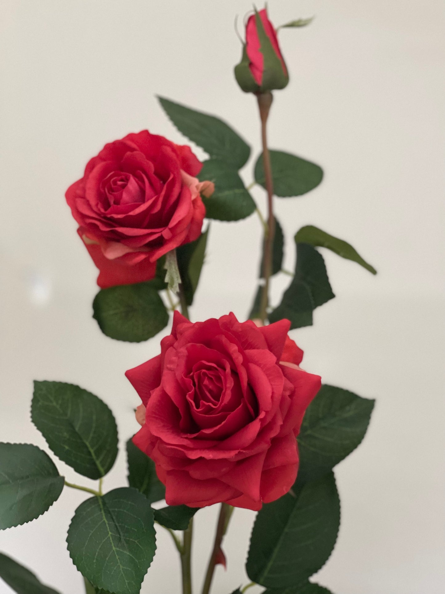 Real Touch 3 Stem Roses Red