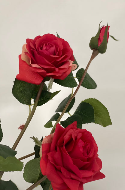 Real Touch 3 Stem Roses Red