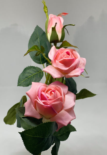 Real Touch 3 Stem Roses Pink