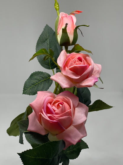 Real Touch 3 Stem Roses Pink