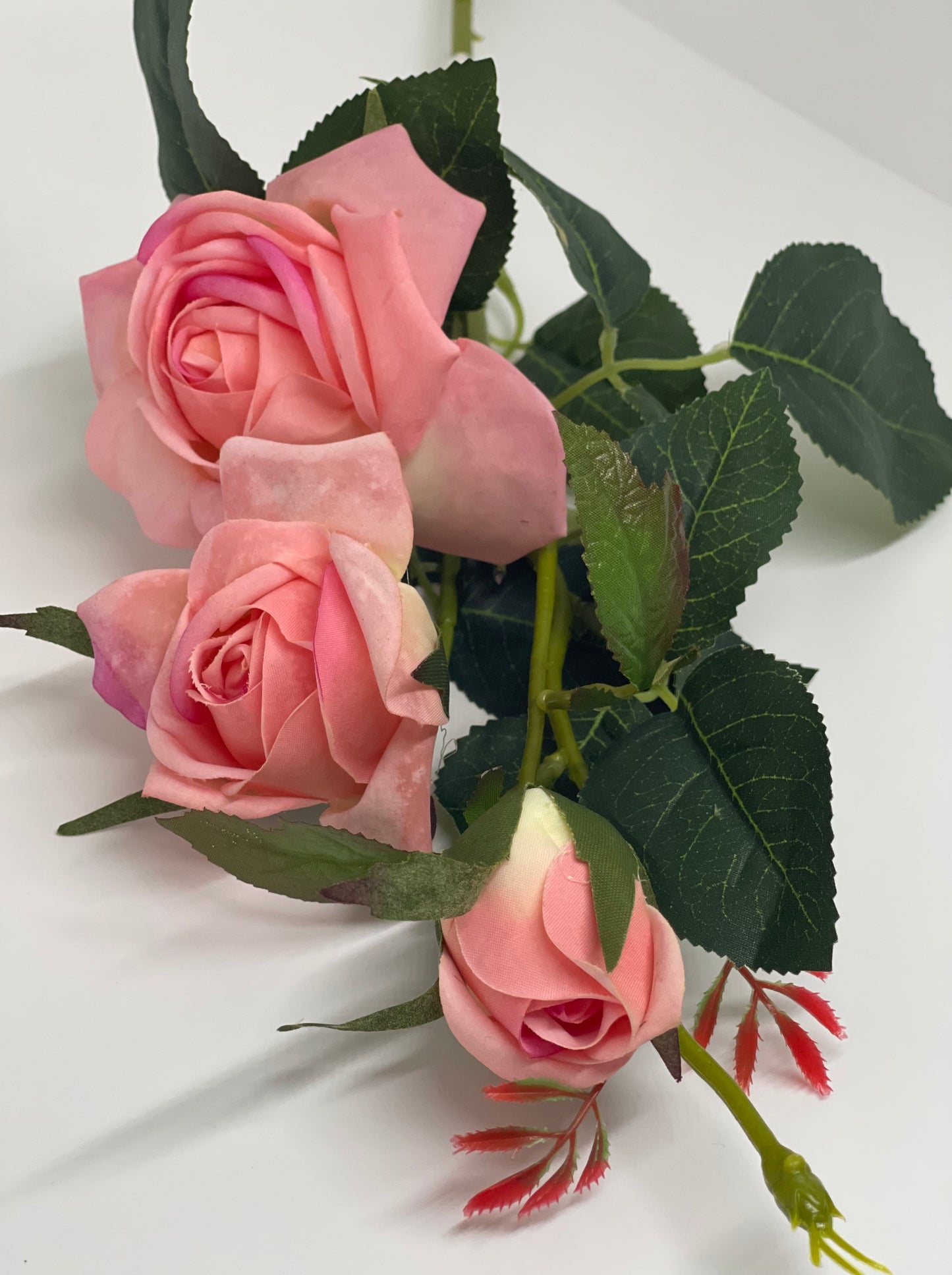 Real Touch 3 Stem Roses Pink