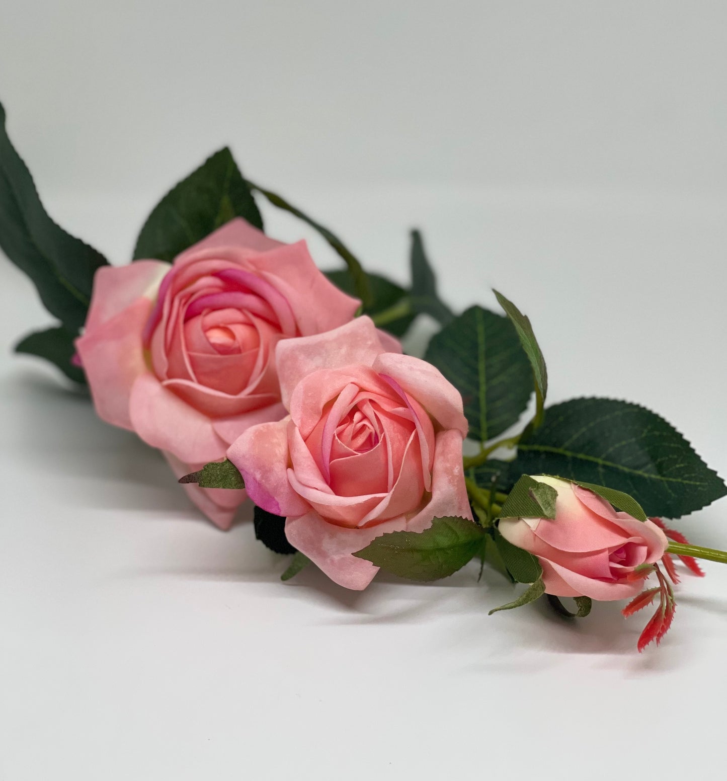 Real Touch 3 Stem Roses Pink