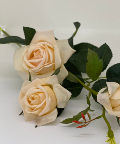 Real Touch 3 Stem Roses Cream