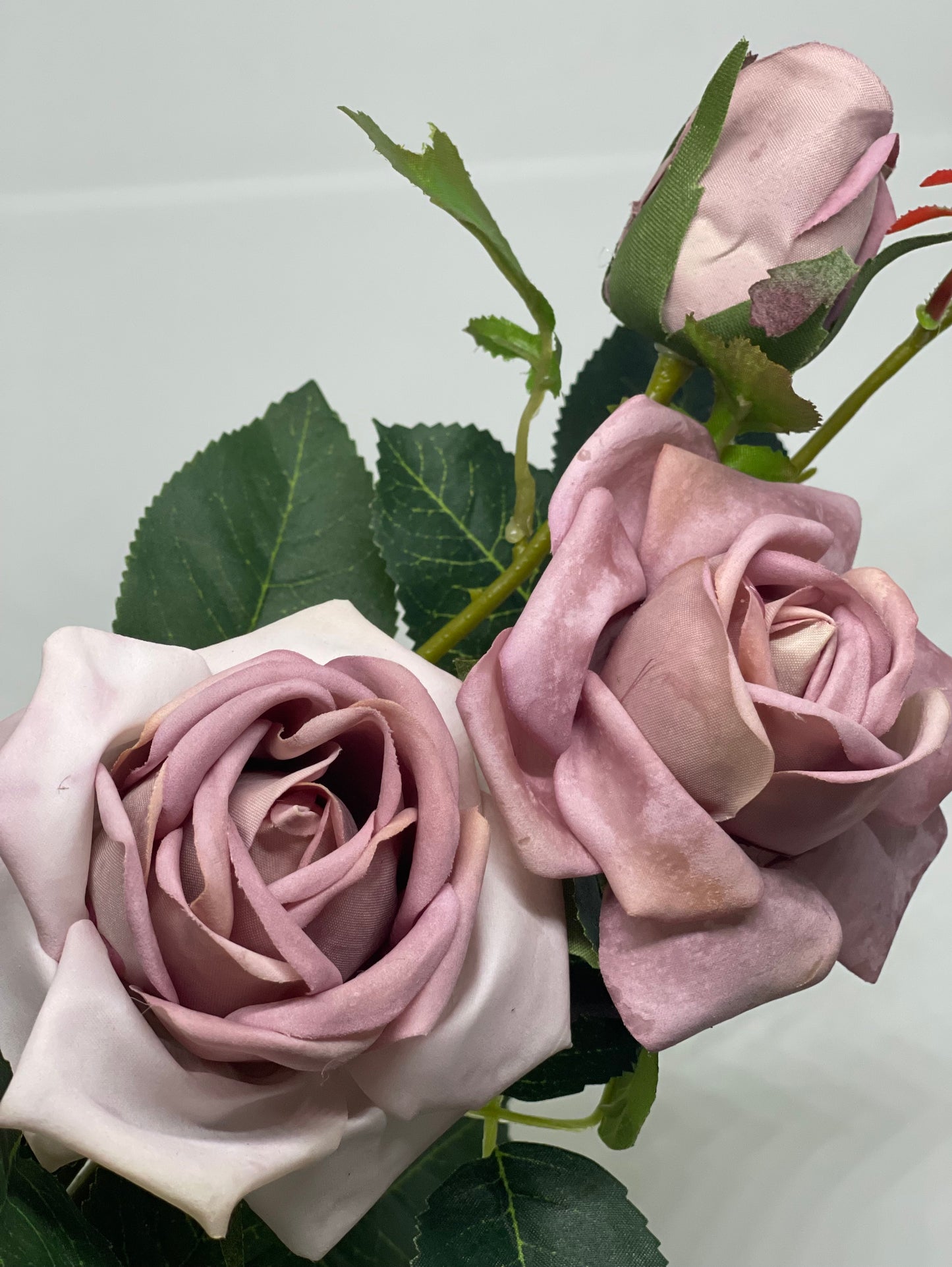 Real Touch 3 Stem Roses Purple