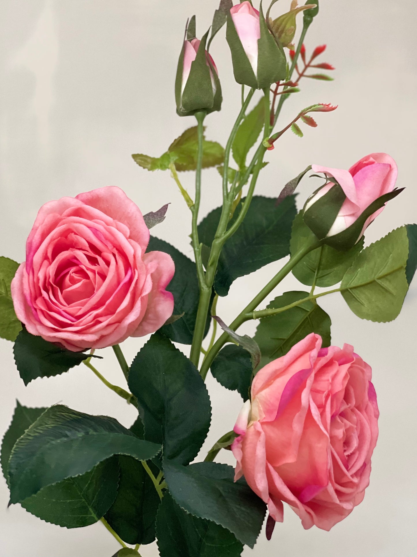 Real Touch 5 Stem Bud Roses Pink