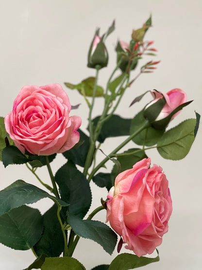 Real Touch 5 Stem Bud Roses Pink