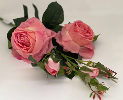 Real Touch 5 Stem Bud Roses Pink