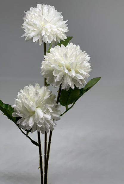 3 Head Chrysanthemum Ball White