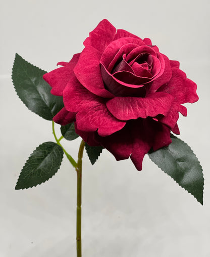 Velvet Single Stem Rose Deep Red