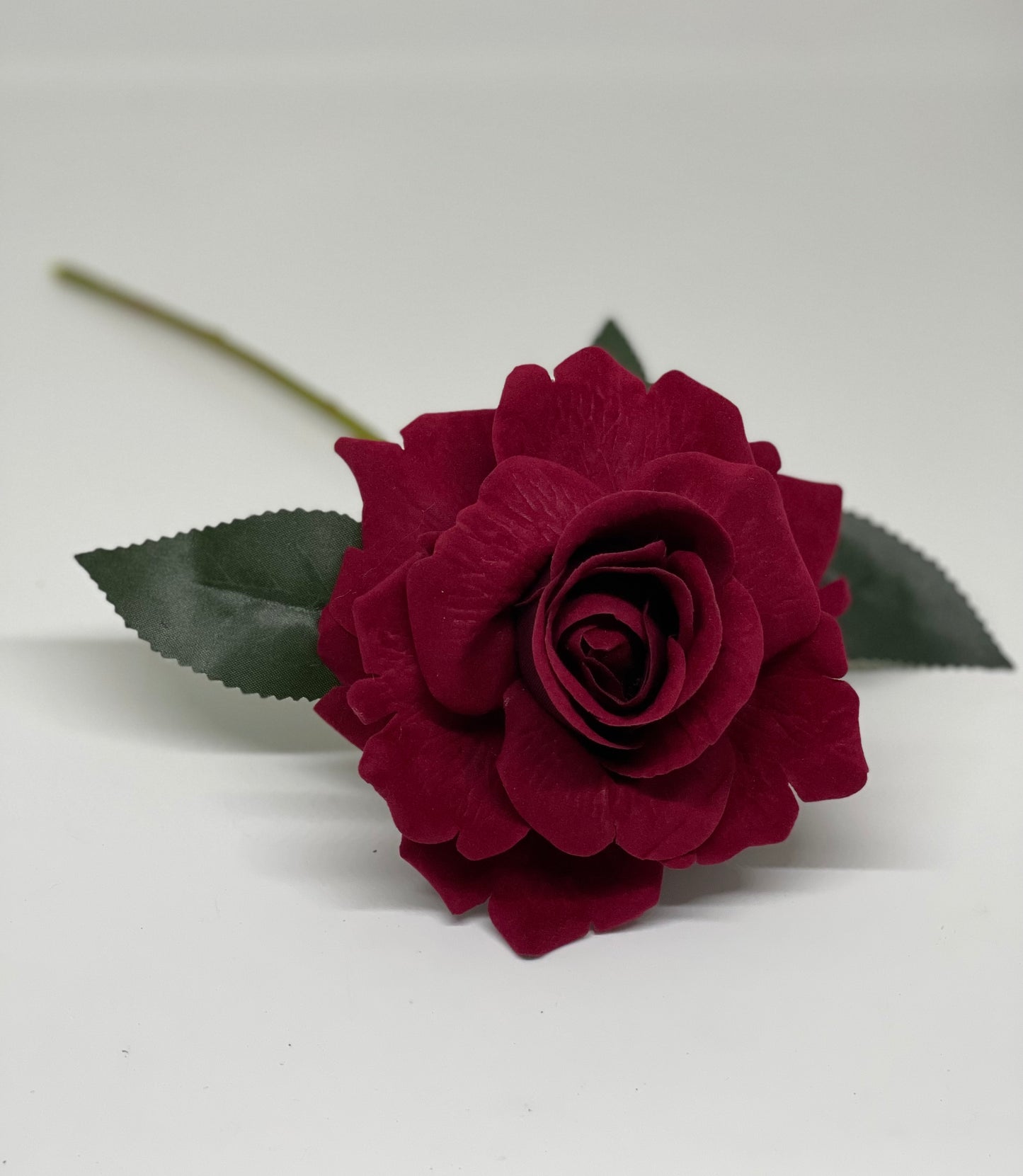 Velvet Single Stem Rose Deep Red