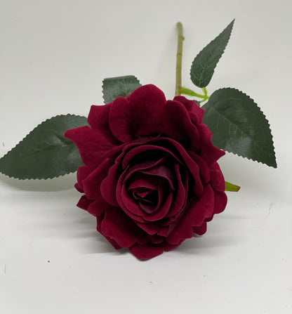 Velvet Single Stem Rose Deep Red