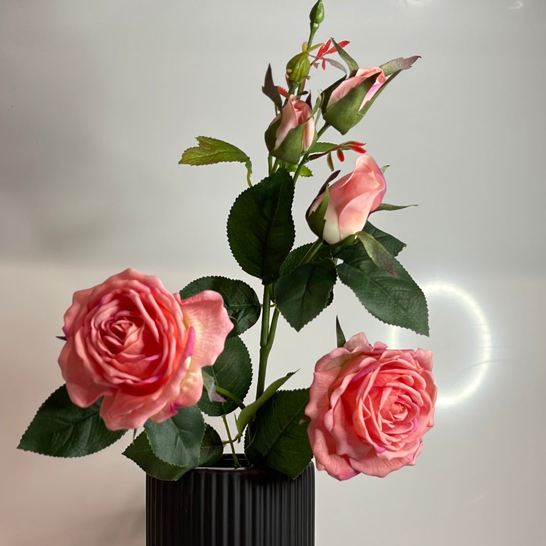 Real Touch 5 Stem Bud Roses Pink