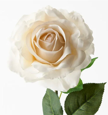 Real Touch Large Rose Single Stem Ivory