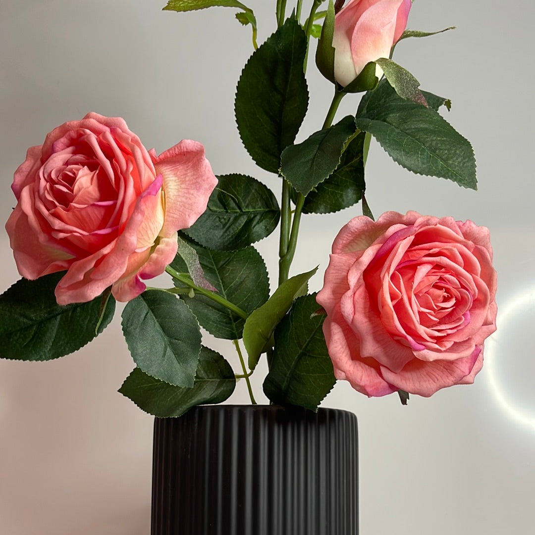 Real Touch 5 Stem Bud Roses Pink