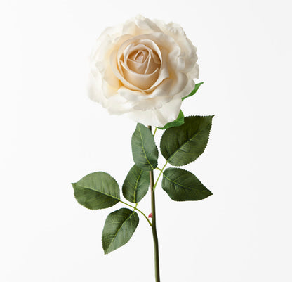 Real Touch Large Rose Single Stem Ivory